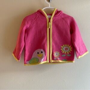 Hanna Andersson Zippered Hoodie light jacket pink with appliqué quilted